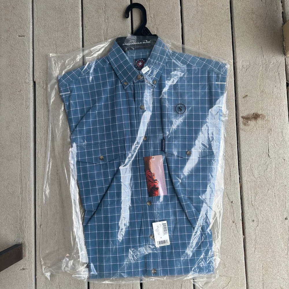 Panhandle Slim Plaid Button Down Shirt Western Style Small‎